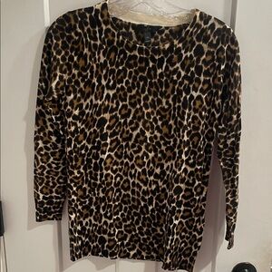 J. Crew Leopard Print 3/4 Sleeve Top - Black and Brown